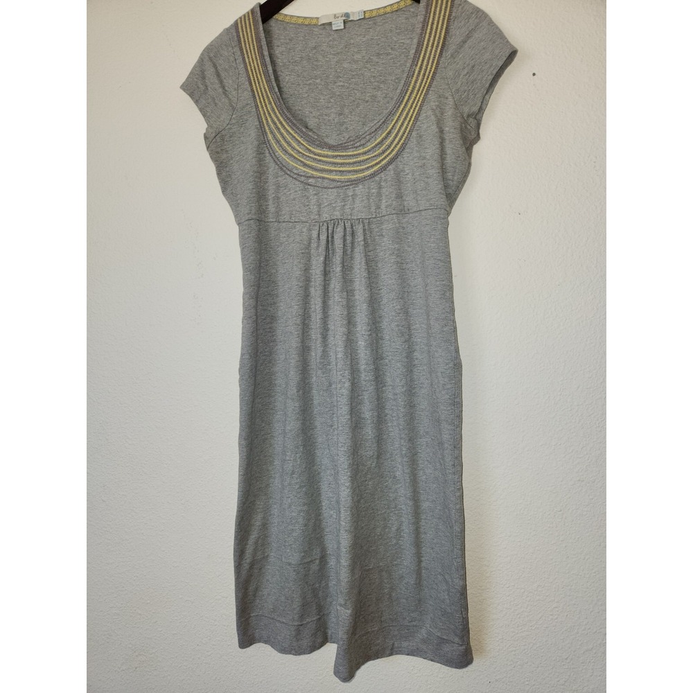 Boden Grey Embroidered Necklace Scoop Neck Pencil Dress Womens sz 6L